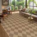 Lahome Colette Checkered Easy Jute Rug, 9x12 Washable Dining Room Rug Indoor Outdoor Carpet, Farmhouse Neutral Non Slip Non Shedding Stain Resistance Floor Carpet for Patio Living Room Office
