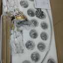 43.2" Modern Huge Black Gold Sputnik Chandelier Mid Century 18 Lights Tall Ceiling Firework Globe Pendant Light with Smoke Class Lampshades for Foyer Staircase Entryway Living Room