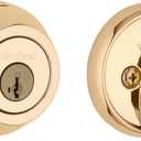 Kwikset 780 Deadbolt Lock, Polished Brass Round Exterior Keyed Front Entry Door, Pick Resistant SmartKey Rekey Security, Single Cylinder Dead Bolt, with Microban Protection