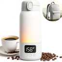 17 Oz Electric Heated Coffee Mug Rechargeable for Travel Z5 Self Heating Smart Temperature Control Warming Heated Travel Coffee Mug On The Go Coffee Cup with 5-12H Battery Life (Gray)