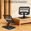360 Rotation Tablet Stand, Ultra Stability Base Fully Folded Easy to Store and Carry Adjustable iPad Stand Compatible with 4-13" Tablet E-Reader iPad Pro/Air/Mini and More (Black)