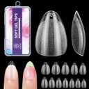 6 x Extra Short Almond Nail Tips:240PCS Soft False Nail Gel Tips Full Cover Acrylic Clear Fake Press On Nails for Extensions Women Manicure DIY 12 Sizes