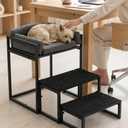 Pet Stairs for Dogs and Cats,Dog Window Perch, Iron Frame with Soft Cushion, Non-Slip Foldable Pet Steps for Bed Sofa Office Desk, Sunbathing Rest Platform