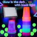 32 Pcs Glow in The Dark Party Table Tennis Game Set Include 24 Pcs Glowing Plastic Cups and 8 Balls for Indoor Outdoor Party Event Birthdays Weddings BBQ Parties