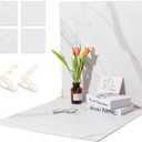BEIYANG 2 Marble 24x24 Inch Photography Backdrop Boards with 2 PCS Bracket for Flat Lay or Food Photography Background Marble and White Backdrop Photo Table Backdrop