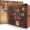 JIMBON Our Adventure Book Scrapbook Photo Album Retro Style Embossed Letter Cover Travel Diary Journal Scrap Book Kit For Couples,Memory Book For Anniversary Wedding