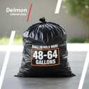 Delmon Trash Bags - 150 Bags / 10 Rolls Carton - 70 Gallons - Thick and Heavy Duty Trash Bag for Commercial, Home & Kitchen Use,Fits Toter Curbside Bins - W 43, L 48, Thickness 0.87MIL