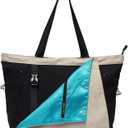 ESVAN Yoga Mat Bag, Gym Bag Tote Bag with Multi Pockets For Women Drawstring Yoga Mat Carrier Pilates Travel Workout Office (Linen Black Beige)