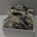 DREAMNINE Premium Luxury Fuzzy Animal Skin Faux Fur Throw Blanket 50" x 60", High-end Reversible Cozy Thick Wolf Fluffy Fox Blankets for Couch, Soft Warm Gray Bear Furry Blanket for Winter, Black Grey