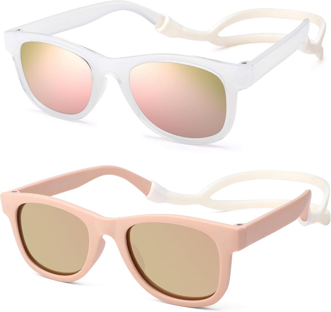 Hycredi Flexible Bendable Baby Polarized Sunglasses with Strap for Newborn Infant Boys Girls Age 0-18 Months