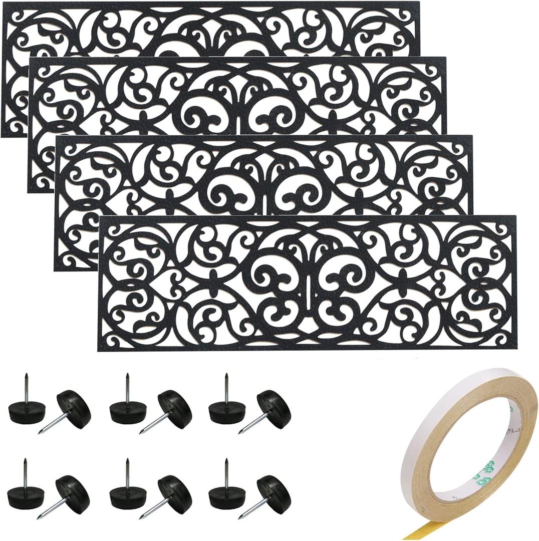 Rubber Stair Treads, Outdoor Stair Treads Non-Slip, Butterfly Designed Stair Tread Mats, Anti-Slip Step Mat - Set of 4 Include Stay-on-Kit, 30 x 10 Inches