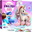 Dan&Darci Jumbo Shimmery 45-Piece Unicorn Floor Puzzle for Kids Ages 3-6 Years Old- Large Toddler Puzzles Age 3, 4, 5, 6 Year Olds - Toys for Girls - Little Girl Birthday Gift