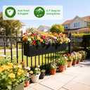 2 Pack Metal Railing Planter Box, 30 Inch Balcony Planters with Adjustable Brackets, Large Hanging Planters for Outdoor Fence Deck