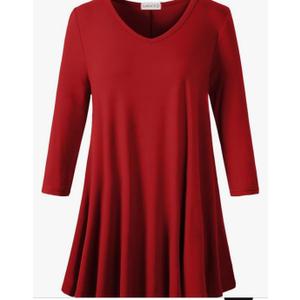 Dearcase Tunics 3/4 Sleeve Plus Size Tops for Women V Neck Loose Fit Flowy Clothing for Leggings