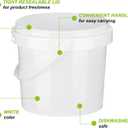 Gerrii 10 Pack White Plastic Bucket with Handle and Lid Food Storage Bucket Containers All Purpose Pail for Multipurpose Paint Water Art Crafts Projects Garage Organization (White,1.5 Quart)