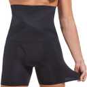 Mens Shapewear Tummy Control Shorts High-Rise Compression Underwear, Slimming Body Shaper, Shaping Boxer Briefs (Black, 4XL)