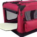 EliteField 3-Door Folding Soft Dog Crate with Carrying Bag and Fleece Bed Indoor & Outdoor Pet Home (20" L x 14" W x 14" H, Maroon)