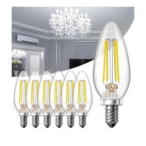 DAYBETTER E12 Candelabra Bulbs 40W Equivalent, Dimmable Chandelier Light Bulbs, 4.5W 500LM Candle Bulbs 5000K Daylight White, B11 LED Filament Vintage Light Bulbs for Chandelier, 6 Pack
