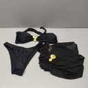 GORGLITTER Women's Strapless Bandeau Swimsuits 3 Piece Summer Beach Sexy Bathing Suit Bikini with Skirt Coverup, Size S (Black)