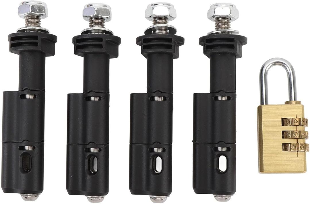 Mounting Pins for Recovery Boards, 4 Pcs Traction Board Mount Pin Set with Password Lock for MaxTrax MKII LITE and Mini Recovery Boards, Easy Installation, 360 Degree Rotatable