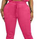 HBQ Women 2 Piece Outfits Sweatsuit Set Casual Lapel Zip Up Jacket Wide Leg Pant Lounge Set Tracksuit (Pink, S)