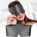 Silk Sleep Mask for Women and Men, Side Sleeper, 22 Momme Pure Mulberry Silk Total Blackout 100% Mulberry Eye Mask with Adjustable Headband Full Size, Eye Masks for Sleeping and Travel (Grey)