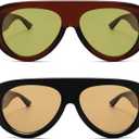 Trendy Aviator Sunglasses Womens Mens Retro 90s Rectangle Wrap Shades Oversized Style AR82372