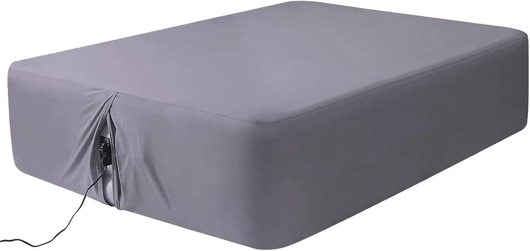 Twin Fitted Sheet for Air Mattress with 16-24 Inch Deep Pocket, Ultra Soft & Breathable Bottom Cover for Inflatable Air Bed with Pump Opening, Inflate Without Disassembly Convenient, Gray