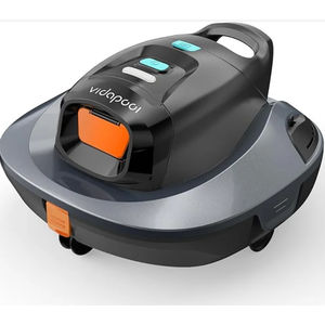 Vida pool Cordless Robotic Pool Vacuum Cleaner,Portable Swimming Pool Vacuum Self-Parking Technology with LED Indicator,Ideal for Above Ground/Flat Pools up to 860 Sq.Ft,Lasts 90 Mins-Grey