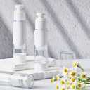 TUZAZO 3 Pack 1.7 OZ/50 ML Airless Pump Bottles, Clear Plastic Travel Size Pump Bottles, Refillable Vacuum Cosmetic Containers Lotion Dispenser for Foundation, Cream, Shampoo