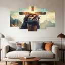 ZXHYWYM 5 Piece Christian Wall Art Jesus Pictures Set of 5 for Christ Church Dining Living Room Home Decor Cross Painting Canvas God Poster Prints Framed (Size 1)