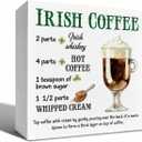 St Patrick Decor Irish Coffee Recipe Wooden Box Sign, Coffee Bar Tabletop Decor for Kitchen Counter Shelf, Farmhouse Holiday Wooden Decorative Sign for Irish Theme Home 5 x 5 Inches (Spring 09)