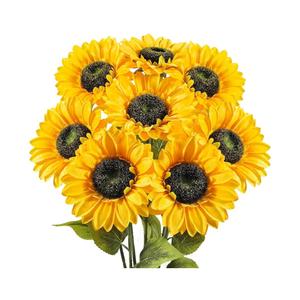 8 PCS 5.9" W x 24.8" H Large Sunflowers Artificial Flowers with Long Stems Silk Fake Big Sunflowers Bouquet Faux Sunflower Arrangement for Home Vase Table Wedding Garden DIY Fall Decor