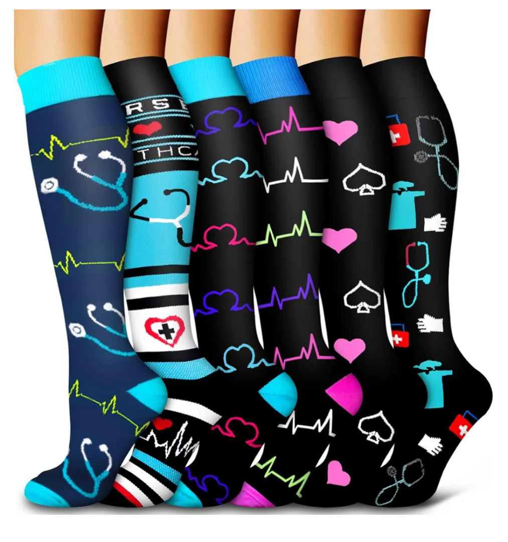 Bluemaple 6 Pack Copper Compression Socks for Women and Men Circulation-Best Support for Medical, Running,Nursing,Athletic L/XL