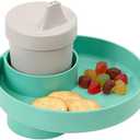 Travel Tray Round, USA Made Easily Convert Your existing Cup Holder to a Tray and Cup Holder for use in a Car Seat, Booster, Stroller, Golf Cart and Anywhere You Have a Cup Holder! Teal