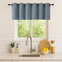 Simplebrand Stone Blue Kitchen Valances for Windows 18 Inches Long 2 Pack, Room Darkening Window Valances for Living Room, Grommet Short Straight Drape Kitchen Curtains for Bedroom Kids Room, 40Wx18L