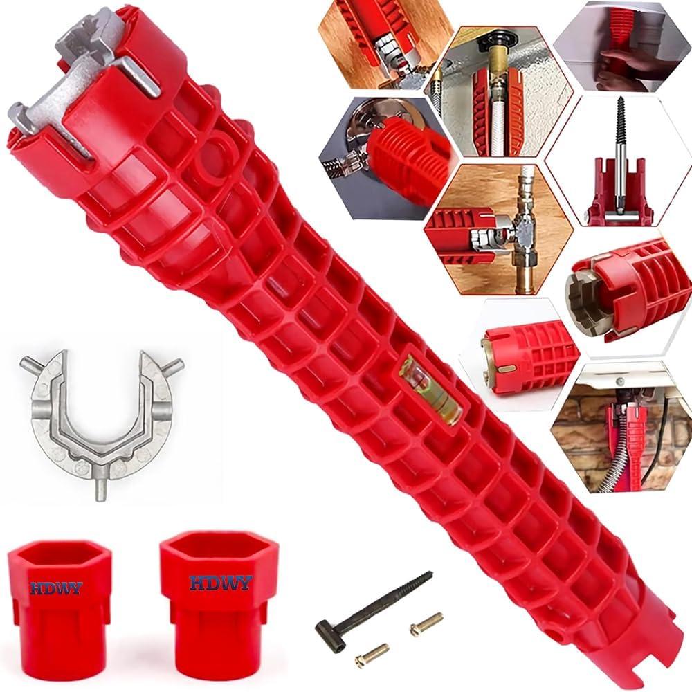 8 in 1Multifunctional Kitchen Faucet Sink Basin Wrench, Kitchen Drain Tub Removal nut Plumbing Plumber for Tight Spaces Installation and Repairs Tools
