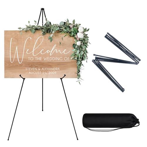 JEAWIWI 1 PCS Black Lightweight Easel Stand, 66 Inch Portable Display Easel for Posters, Foam Boards, Signs, Art Displays & Indoor Events with Carry Bags