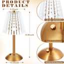 Liliful 8 Pcs Cordless Table Lamp Rechargeable Touch LED Small Gold Portable Battery Operated USB-c Desk Lamp 3 Color Dimmable for Bedroom Living Room Dining (Gold,Classic Style)