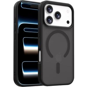 For iPhone 17 Pro Case, Stronger Magnetic [Military Grade Drop Protection] Translucent Matte Anti-Scratch Shockproof Protective Phone Cover for iPhone 17 Pro 6.3", Black