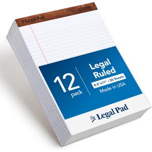 TOPS 8.5 x 11 3/4 Legal Pads, 12 Pack, The Legal Pad Brand, Wide Ruled, White Paper, 50 Sheets Per Writing Pad, Made in the USA (7533)