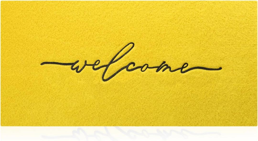 AAZZKANG Yellow Outdoor Mat Front Door Indoor Welcome Doormat Large 18"x48",Anti Slip Rubber Door Mat,Quickly Absorb Mud Easy to Clean Entrance Mats