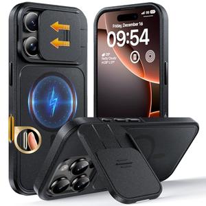 TOCOL for iPhone 16 Pro Case with Slide Camera Cover, Kickstand and Camera Control Button, Fit for MagSafe, Rugged Solid Phone Case, Non-Slip, Drop Protection, Space Black