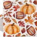 AnyDesign 80Pcs Fall Football Pumpkin Paper Napkin Maple Leaves Pumpkin Rugby Luncheon Napkin 6.5 x 6.5 Inch Autumn Decorative Dinner Hand Napkin for Farmhouse Birthday Baby Shower Tea Party Supplies
