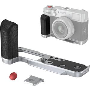 SmallRig X100VI / X100V Handgrip L-Shape Grip with Quick Release Plate for Arca, Lightweight Silicone Side Handle, Shutter Button and Hot Shoe Cover for FUJIFILM X100VI / X100V Cameras (Silver) - 4555
