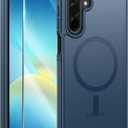 FNTCASE for Galaxy A26 5G Phone Case: Magnetic Matte Translucent Military Grade Drop Protection Cell Phone Cover - Slim Rugged Durable Shockproof Protective for Samsung A26 Cases - Blue