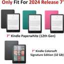 7 x Hand Strap Clear Case for 2024 Release 7" Kindle Paperwhite (12th Gen) & Kindle Colorsoft Signature Edition,Hand Strap on The Left Scratch Proof Silicone Rubber Soft TPU Cover,Transparent