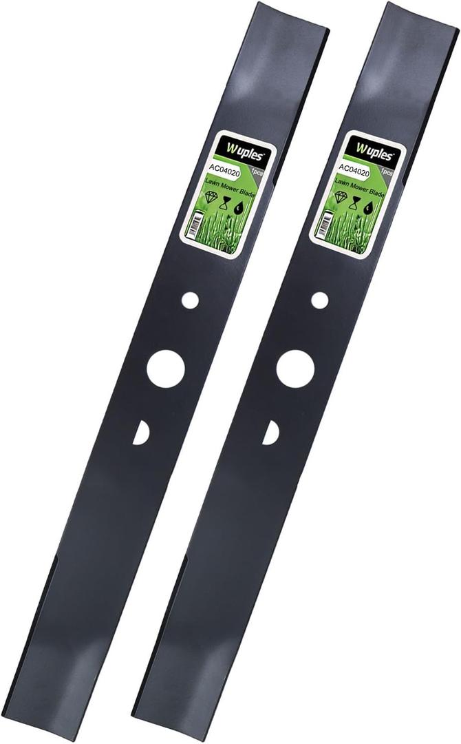 20inch Lawn Mower 40V Blade Replacement for Ryobi RY401011 RY40180 RY40190 RY401120 RY40LM30 20Inch 40V Brushless Mowers,Half-Moon & Round Center Hole,Steel Low Lift Blade Replace AC04020,2Pcs