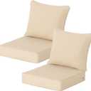 24x24 Inch Outdoor Deep Seat Cushions Set of 2,Thick High-Density Foam, Piped Edges & YKK Hidden Zipper,Water-Resistant UV-Resistant Polyester for Patio Furniture,Beige, 24"x24"x5.5"-2sets