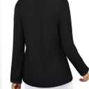 Triratna Long Sleeve Shirts for Women Dressy Button Front Tweed Blouses Business Casual Winter Tunic Tops Office Work (Medium, Black)